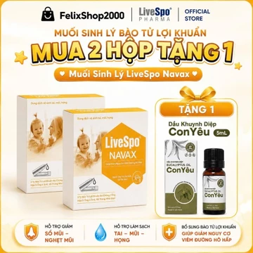 Nước Muối Sinh Lý Chứa Lợi Khuẩn Nhỏ Mũi, Tai Cho Trẻ Sơ Sinh LiveSpo Navax – Giảm Nghẹt Mũi, Vệ Sinh Tai.