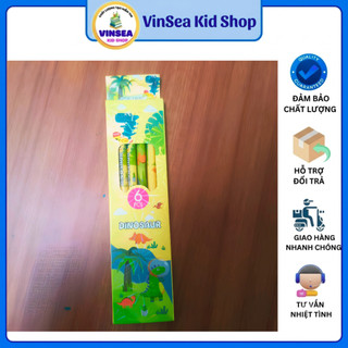 Set 6 Bút Chì Gỗ Chuốt HB Cao Cấp Kèm Hộp Quà Cho Bé Hoạt Hình Người Nhện/ Xe/ Khủng Long