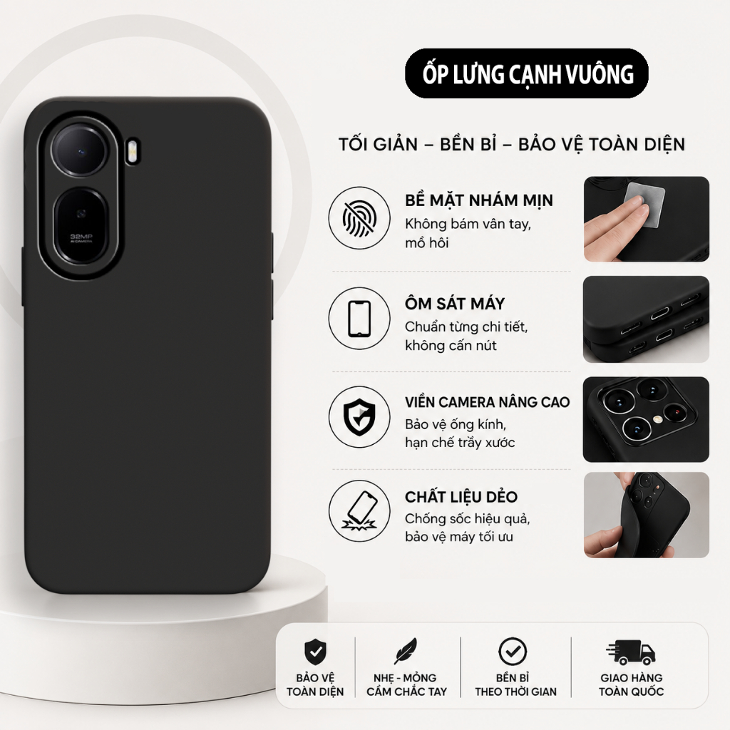 Ốp lưng Xiaomi Redmi A7 / A7 PRO / Poco C81 cạnh vuông chống sốc TPU dẻo nguyên khối, ôm sát máy – Kemcase