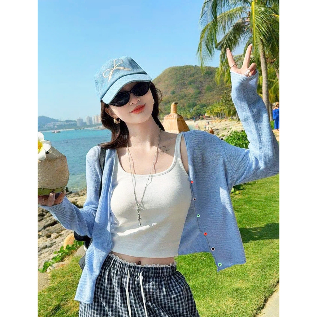 Áo Khoác Cardigan SUKIYA Dệt Kim Mỏng Tay Dài Cổ Chữ V Thời Trang Mùa Hè Cho Nữ AL125 | BigBuy360 - bigbuy360.vn