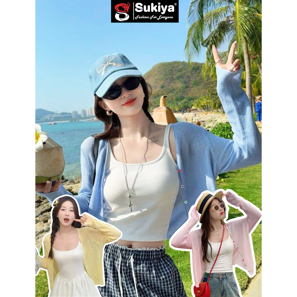 Áo Khoác Cardigan SUKIYA Dệt Kim Mỏng Tay Dài Cổ Chữ V Thời Trang Mùa Hè Cho Nữ AL125 | BigBuy360 - bigbuy360.vn