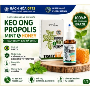 Thực phẩm bảo vệ sức khỏe: Keo ong Propolis Mint & Honey Tracybee (vị bạc hà 30ml)