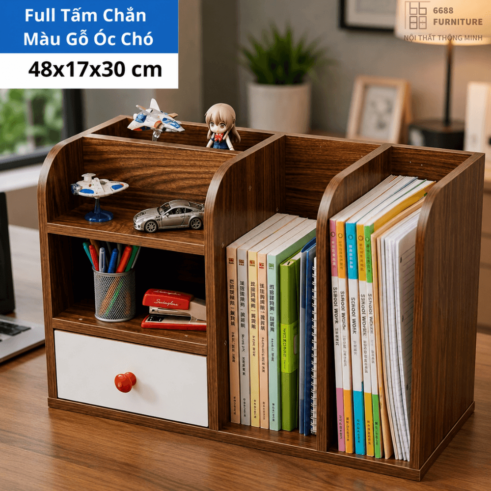 [Tặng Tua Vít] Kệ hồ sơ, giá sách để bàn, kệ để tài liệu 5 ngăn có ngăn mở thiết kế gọn gàng phù hợp với bàn làm việc