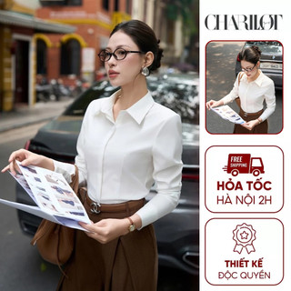 Áo Sơ Mi Nữ Cổ Đức Chất Thô Hàn Charllot Công Sở Basic Áo Kiểu Co Giãn Mát Không Nhăn Cao Cấp