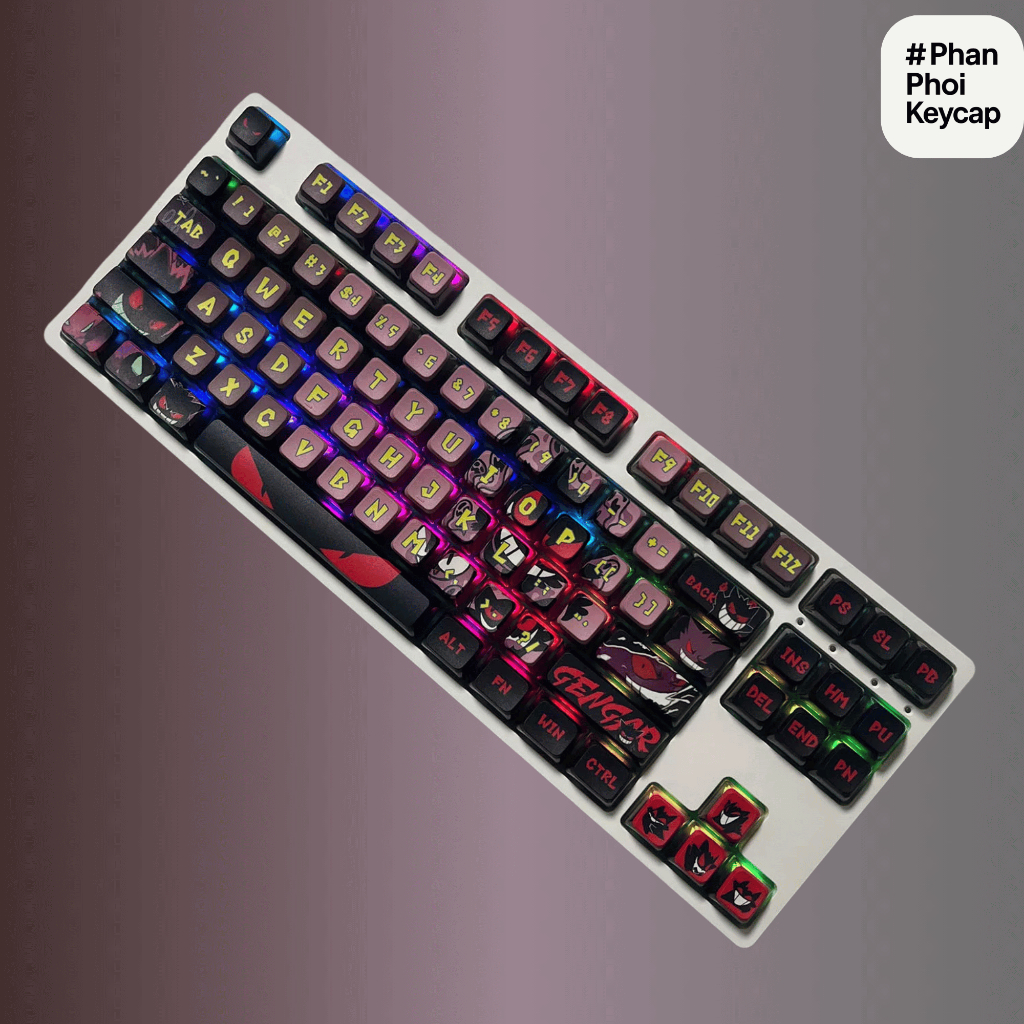 PUD04 | Keycap pudding Gengar pokemon Lele | Xuyên led | PC + PBT | 119 nút bàn phím cơ | MDA profile | BigBuy360 - bigbuy360.vn