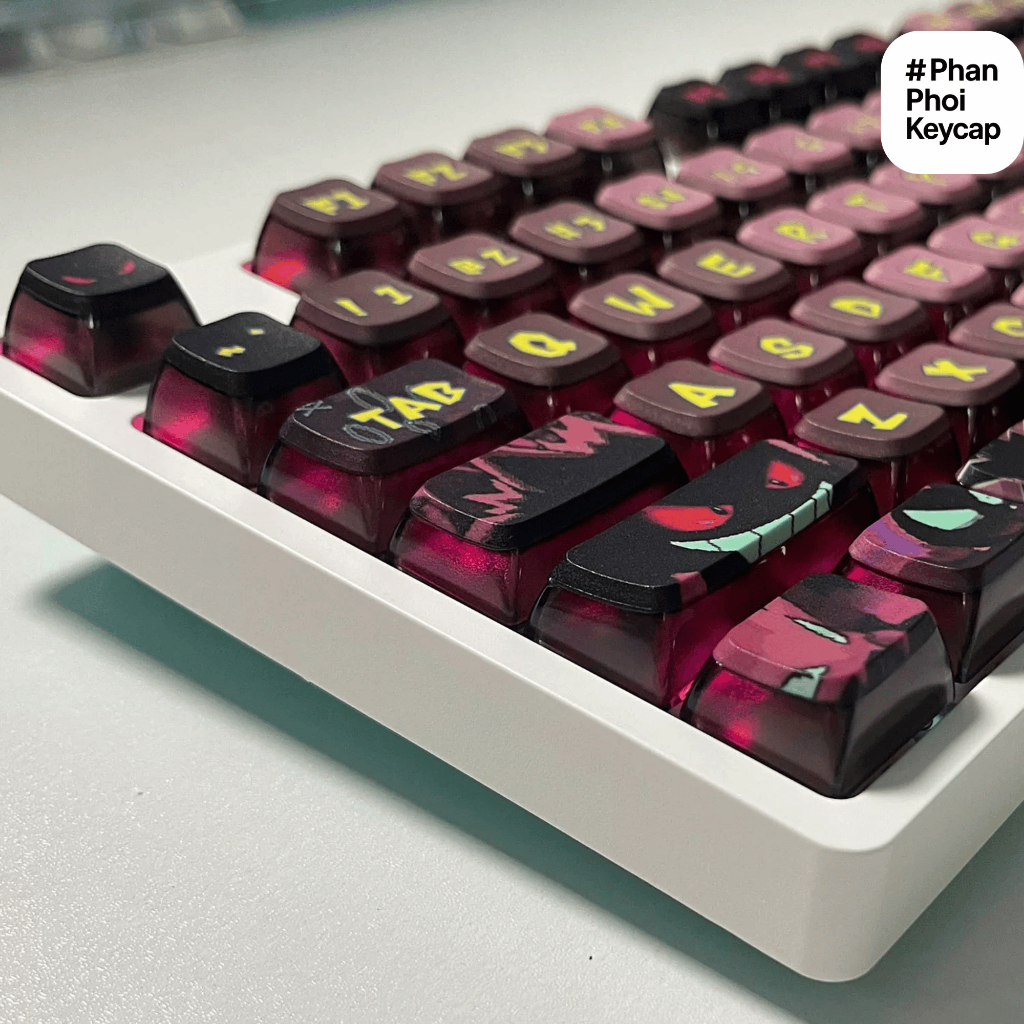 PUD04 | Keycap pudding Gengar pokemon Lele | Xuyên led | PC + PBT | 119 nút bàn phím cơ | MDA profile | BigBuy360 - bigbuy360.vn