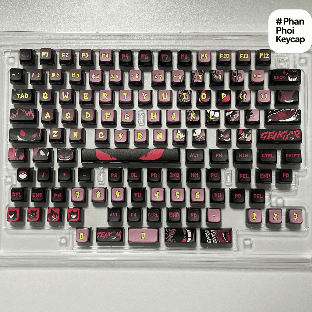 PUD04 | Keycap pudding Gengar pokemon Lele | Xuyên led | PC + PBT | 119 nút bàn phím cơ | MDA profile | BigBuy360 - bigbuy360.vn