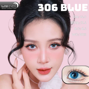 Lens mắt 306 Blue màu xanh tây không viền nổi bật, size nhỏ - thương hiệu LUNA EYES