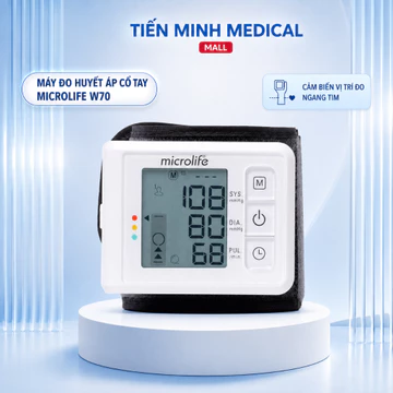 Máy đo huyết áp cổ tay Microlife W70 cảm biến vị trí đặt máy đo huyết áp ngang tim