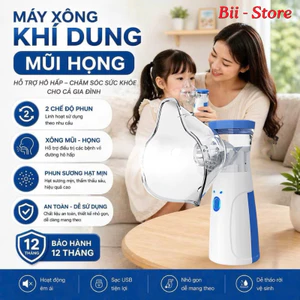 Máy khí dung mini cầm tay cho bé và người lớn, Máy xông mũi họng đa năng giúp vệ sinh mũi họng tại nhà, máy tạo độ ẩm