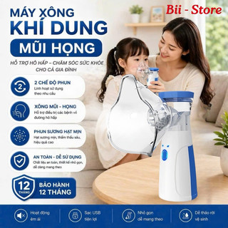 Máy khí dung mini cầm tay cho bé và người lớn, Máy xông mũi họng đa năng giúp vệ sinh mũi họng tại nhà, máy tạo độ ẩm