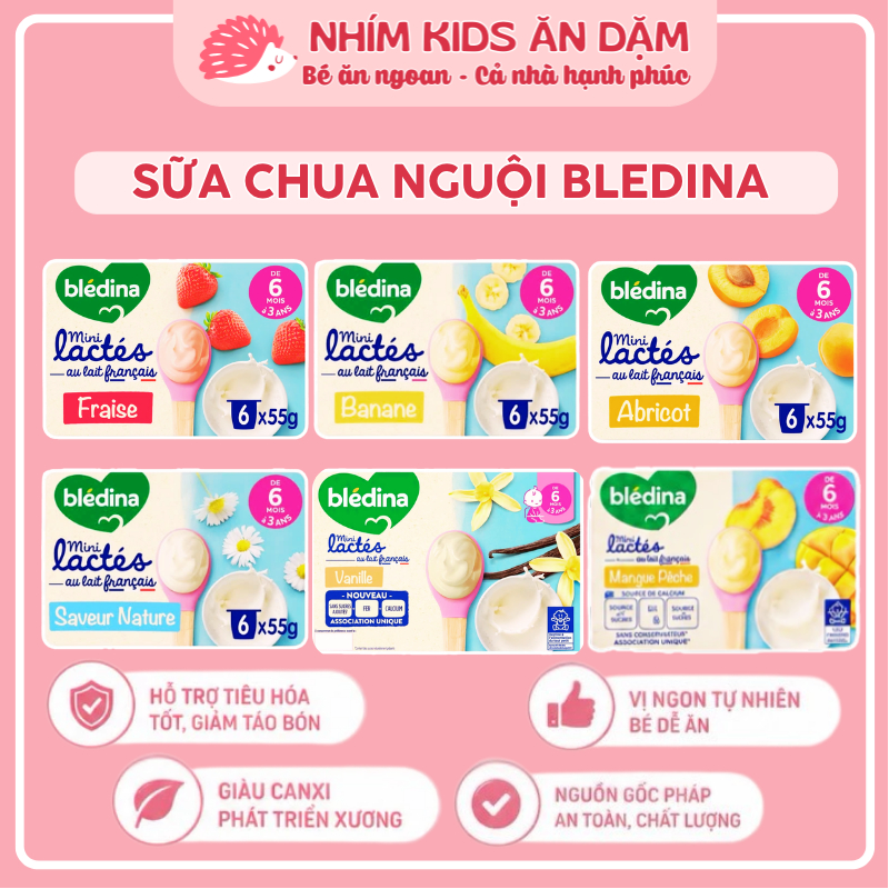 Sữa Chua Nguội BLEDINA - ARLA Cho Bé Ăn Dặm, Bổ Sung Dưỡng Chất, Tốt Cho Tiêu Hóa - Lốc 6 Hộp
