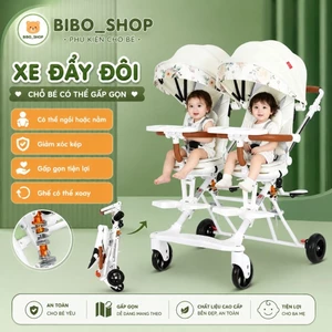 Xe đôi đẩy em bé đôi nhẹ có thể ngồi và nằm- gấp gọn khi đi du lịch ( sẵn hàng)