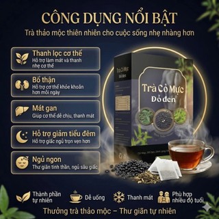 Trà Cỏ Mực Đỗ Đen Hộp 30 Gói Chính Hãng Cao Cấp ✅ Trà Mộc Tâm bổ thận mát gan thanh mát giải nhiệt cơ thể an toàn