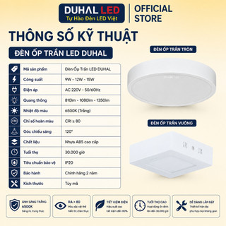 Đèn ốp trần, đèn led trần nhà vuông, tròn ốp phòng khách, ban công, phòng ngủ DUHAL KDGC