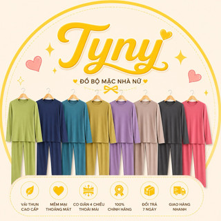 [SIÊU RẺ] Đồ Bộ Nữ Ủ Kem Thun Tăm Gân Dọc Minky Dài Tay Quần Dài Form Rộng Mặc Nhà Big Size 40-88kg Co Giãn 4 Chiều Tyny