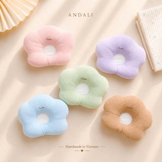 Gối Muslin Hình Hoa Anchee - Gối Lõm Chống Méo Đầu Cho Trẻ Sơ Sinh, Cotton 100%, Êm Ái Thoáng Khí
