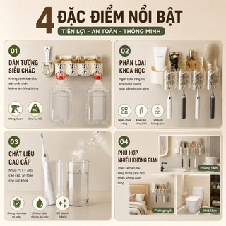 Kệ để đồ nhà tắm bộ nhả kem tự động treo tường linh hoạt dễ lắp đặt nhiều vị trí tiện lợi cho nhà tắm gia đình