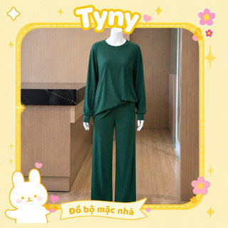 [SIÊU RẺ] Đồ Bộ Nữ Ủ Kem Thun Tăm Gân Dọc Minky Dài Tay Quần Dài Form Rộng Mặc Nhà Big Size 40-88kg Co Giãn 4 Chiều Tyny