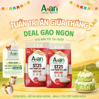 Combo 2 túi Gạo ST25 thượng hạng Aan túi 5kg - Bao bì mới - Chính hãng Gạo sạch Aan