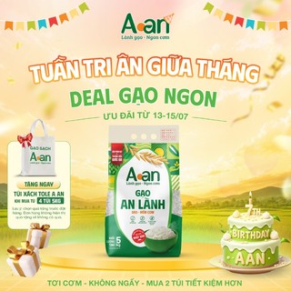 Gạo An Lành Aan túi 5kg - bao bì mới - Chính hãng Gạo sạch Aan