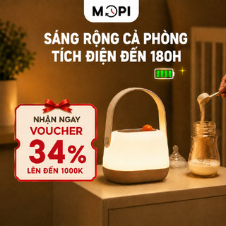 Đèn Pha Sữa Cho Bé Mopi, Đèn Ngủ Decor Cho Bé Sơ Sinh Ánh Sáng Vàng Dịu, Không Ánh Sáng Xanh, Thay Tã Ti Đêm, Để Bàn