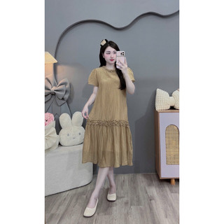[9.9x.u] VÁY BẦU CỘC TAY TẰM TƠ CỔ CÚC NGỌC DÁNG XUÔNG-4 màu