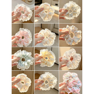Scrunchie Cột Tóc Nữ Phong Cách Hàn Quốc, Ren hoa nhỏ, Dây Cao Su