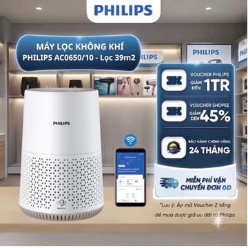 Máy Lọc Không Khí Philips AC0650/10 - Lượng Gió: 170m³/giờ - Diện Tích Lọc 39m2 - Độ Ồn Thấp 49dB