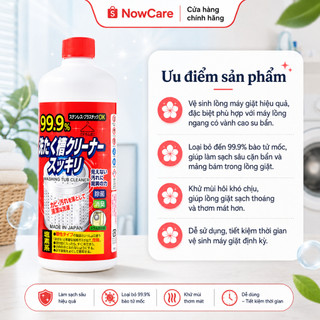 Nước Tẩy Lồng Máy Giặt Rocket 99,9% 550g Làm Sạch Lồng Máy Giặt Cửa Trên, Cửa Dưới, Tẩy Cặn Bã, Vệ Sinh Máy Giặt Đa Năng
