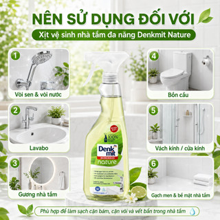 Chai xịt tẩy rửa nhà tắm đa năng Denkmit Đức vệ sinh thiết bị phòng tắm lavabo sen vòi vách kính bồn tắm wc 750ml