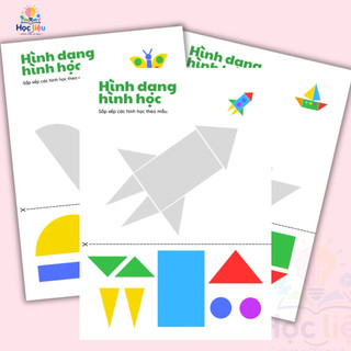 Bộ Học Liệu Xếp Hình Theo Mẫu Montessori – Ghép Hình Từ Hình Học Cơ Bản Cho Bé 3-6 Tuổi