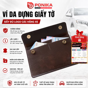 Ví Da Đăng Kiểm Đựng Giấy Tờ Xe - Da PU Cao Cấp Tặng Kèm Khăn Lau Xe Cao Cấp - PONIKA