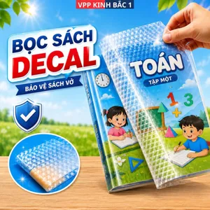 Sỉ 10 tập bọc sách Decal đủ 3 kích thước (Mỗi Bọc Có 1 Nhãn Vở Đi Kèm).