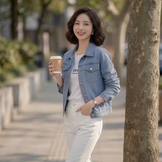 Áo khoác JEAN nữ MOLADY cổ bẻ túi nắp form trơn đơn giản K452