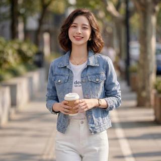 Áo khoác JEAN nữ MOLADY cổ bẻ túi nắp form trơn đơn giản K452