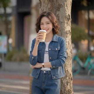 Áo khoác JEAN nữ MOLADY cổ bẻ túi nắp form trơn đơn giản K452