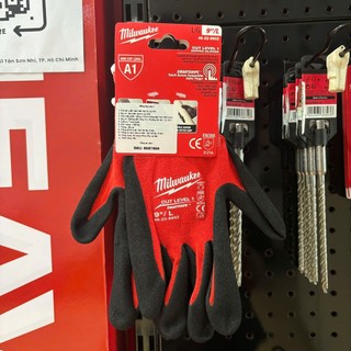Găng Tay Chống Cắt Milwaukee Level 1. Găng tay bảo hộ lao động, an toàn làm việc. Màu xanh và màu đỏ