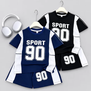 Bộ Quần Áo Bé Trai SPORT 90 Cotton Co Giãn 4 Chiều Cộc Tay Mùa Hè Chính Phẩm, Đứng Form Cho Bé 6-15 Tuổi 17-60kg