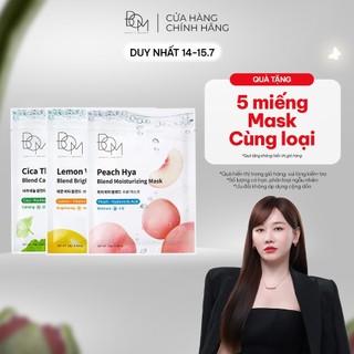 [Tặng 5 Miếng Cùng loại] Combo 5 Miếng Mặt Nạ Dưỡng Da B.O.M Blend Mask 25g - Lemon Vita, Peach Hya, Cica Thenol