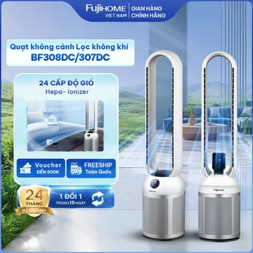 Quạt không cánh tích hợp lọc không khí FUJIHOME 307DC Nhập Khẩu, quạt mát đứng 24 chế độ gió màn LCD hiển thị nhiệt độ