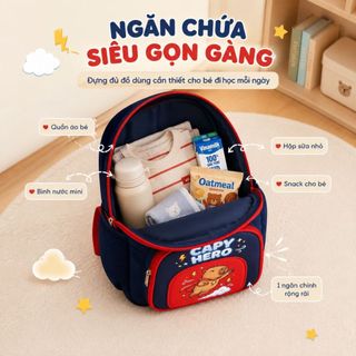 Balo Mầm Non Cho Bé Trai Bé Gái 1-5 Tuổi Đi Học Mẫu Giáo, Siêu Nhẹ Chống Thấm Nước