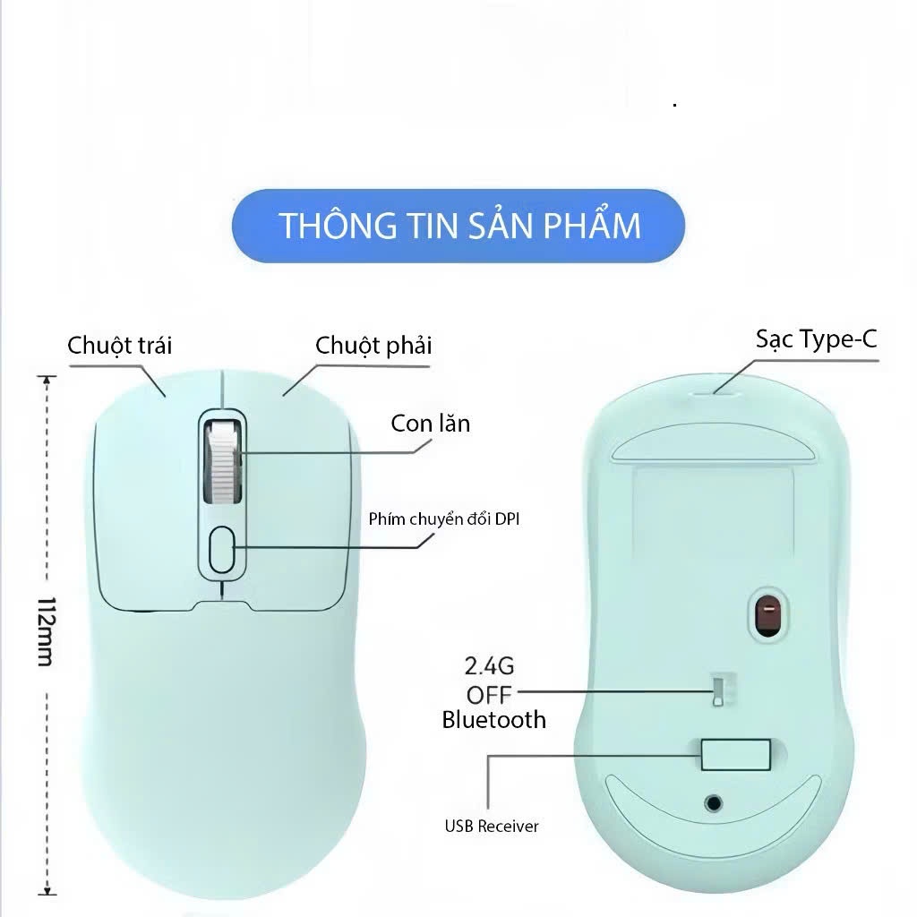 Chuột không dây Silent GPW M281 2 chế độ kết nối | 2,4ghz bluetooth pin sạc | BigBuy360 - bigbuy360.vn