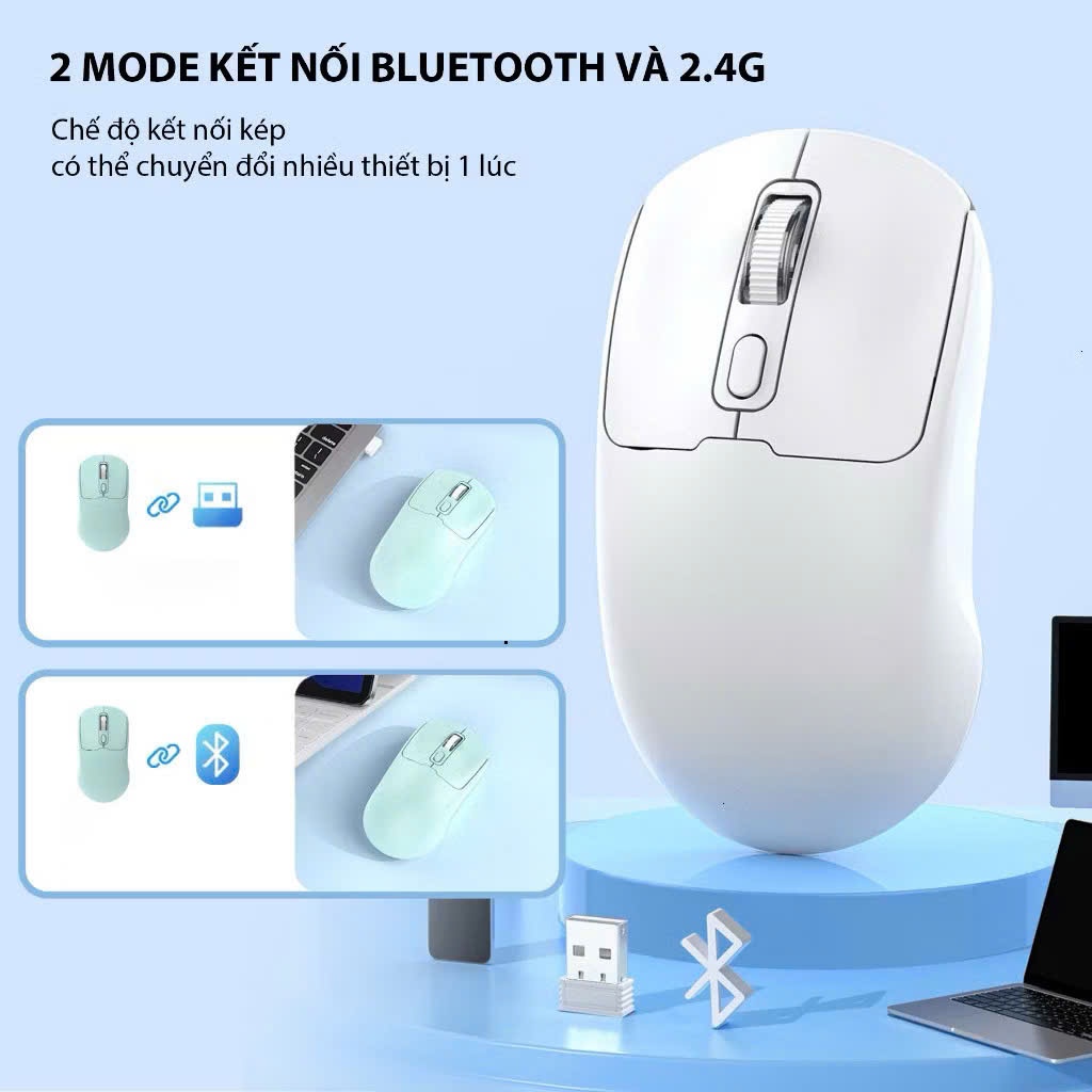 Chuột không dây Silent GPW M281 2 chế độ kết nối | 2,4ghz bluetooth pin sạc | BigBuy360 - bigbuy360.vn
