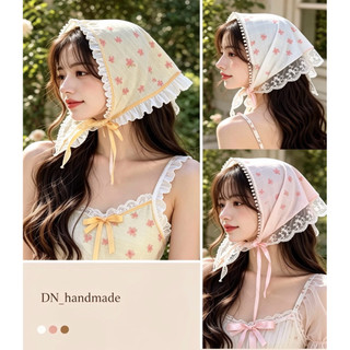 Khăn trùm đầu hoa nhí, khăn turban đội đầu đi biểm tam giác , banada phối ren (Q11) [T1-KHO2]