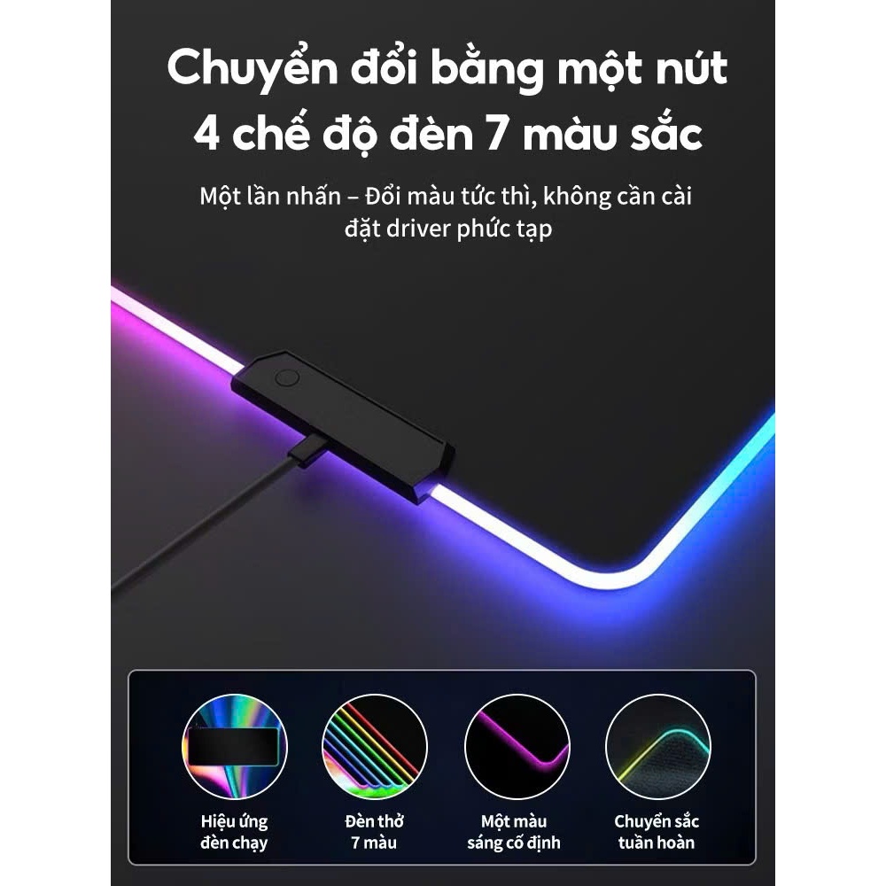 Lót chuột cỡ lớn LED RGB , pad chuột chơi game chống trượt siêu bền siêu đẹp | BigBuy360 - bigbuy360.vn