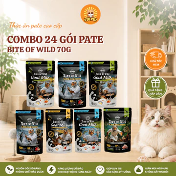 [COMBO 24] Pate Sữa Dê Bite Of Wild Sữa Dê, Pate Cho Mèo Bite Of Wild 70g Công Thức Giàu Đạm, Sữa Dê Cho Mèo Từ 2 Tháng