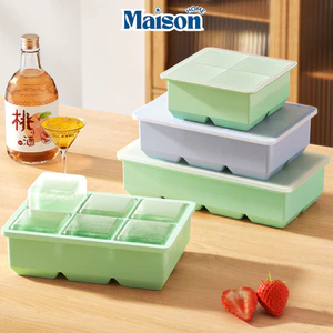 Khay Làm Đá Viên To 5cm MAISON, Khay Đá Silicon Có Nắp Chống Ám Mùi, Dễ Lấy Cho Tủ Lạnh