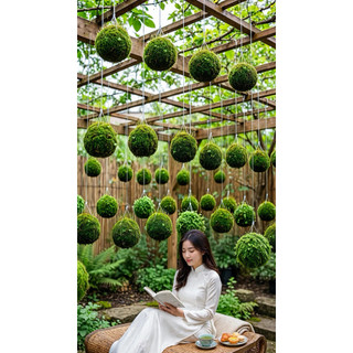 - . quả cầu Kekodama đặc, rêu xanh có thể tái sinh khi đủ ẩm và nắng .