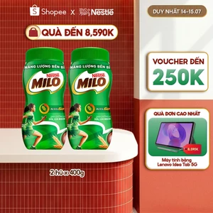 Combo 2 hũ thức uống lúa mạch Nestlé® Milo® nguyên chất 400g (hũ nhựa)